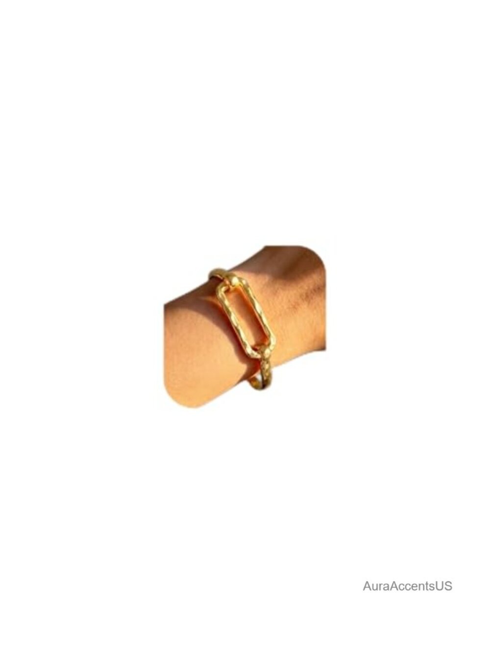 Chunky Hammered 14K Gold Plated Bangle Bracelet Cuff for Women